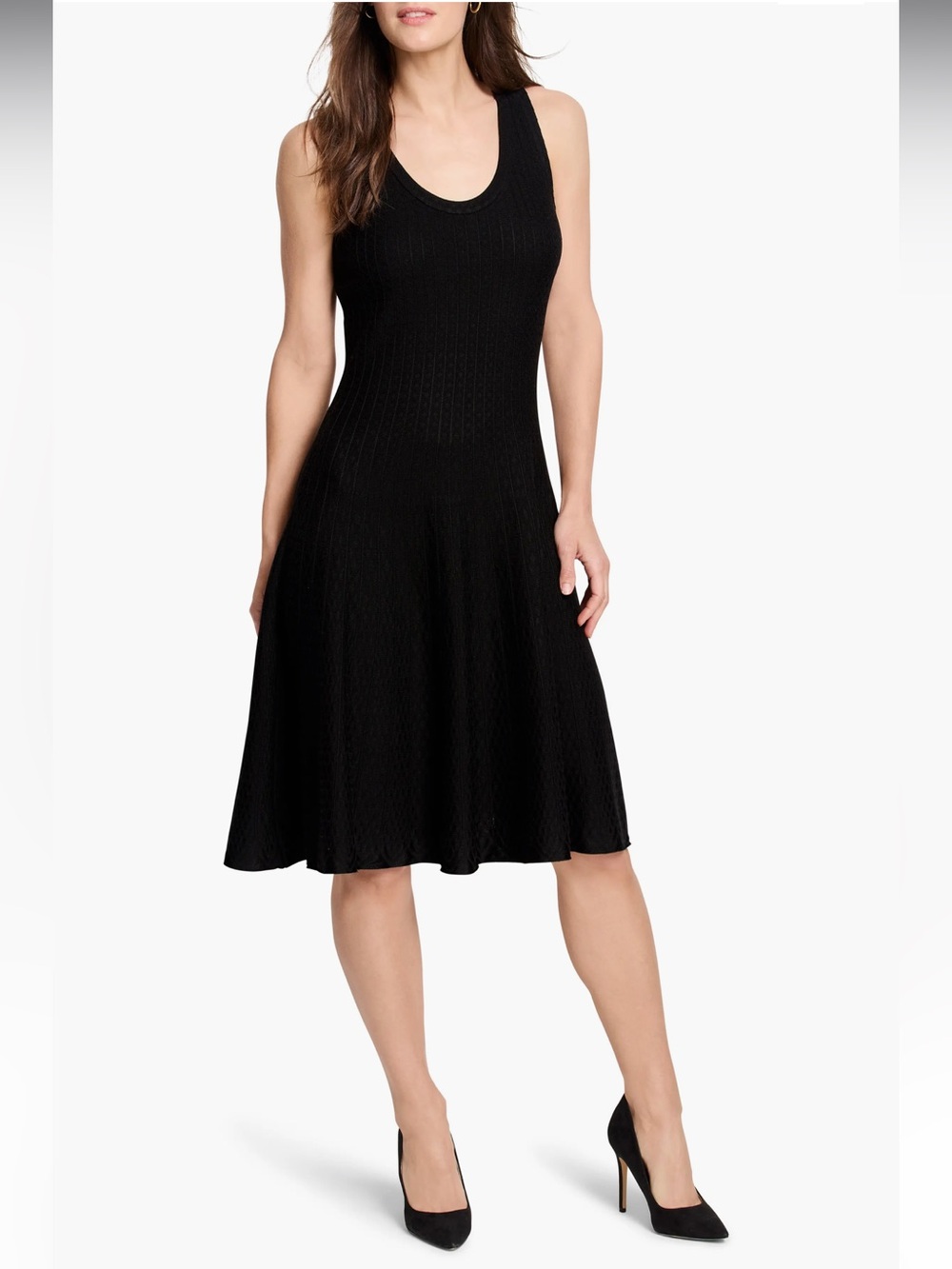 NWT Nic + Zoe Sz XL Women’s Black Twirl Scoop Neck Fit & Flare Mini Dress R $228